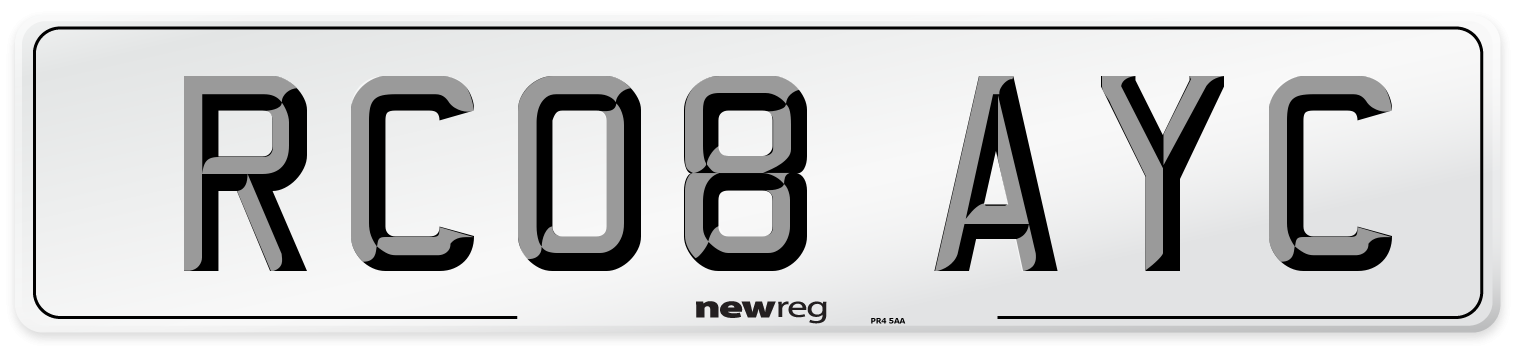 RC08 AYC Number Plate from New Reg